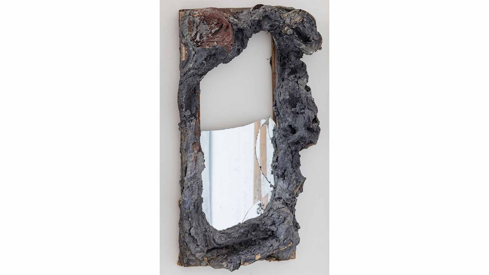 Otto Muehl, Mirror Object, 1962, Mixed media, mirror, 140 x 60 cm, Photo: Manuel Carreon Lopez, © Bildrecht, Vienna 2026