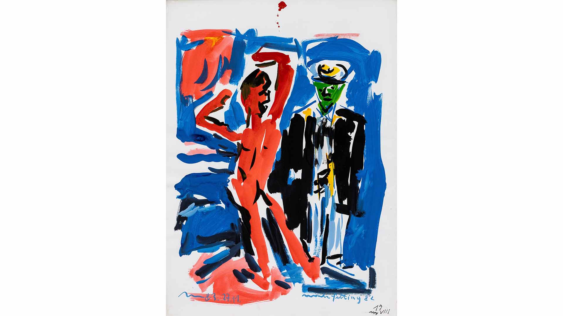 Otto Muehl, From: Morphologicum, 1983, Watercolor on paper, Archives Otto Muehl, Photo: Simon Veres, © Bildrecht, Vienna 2026