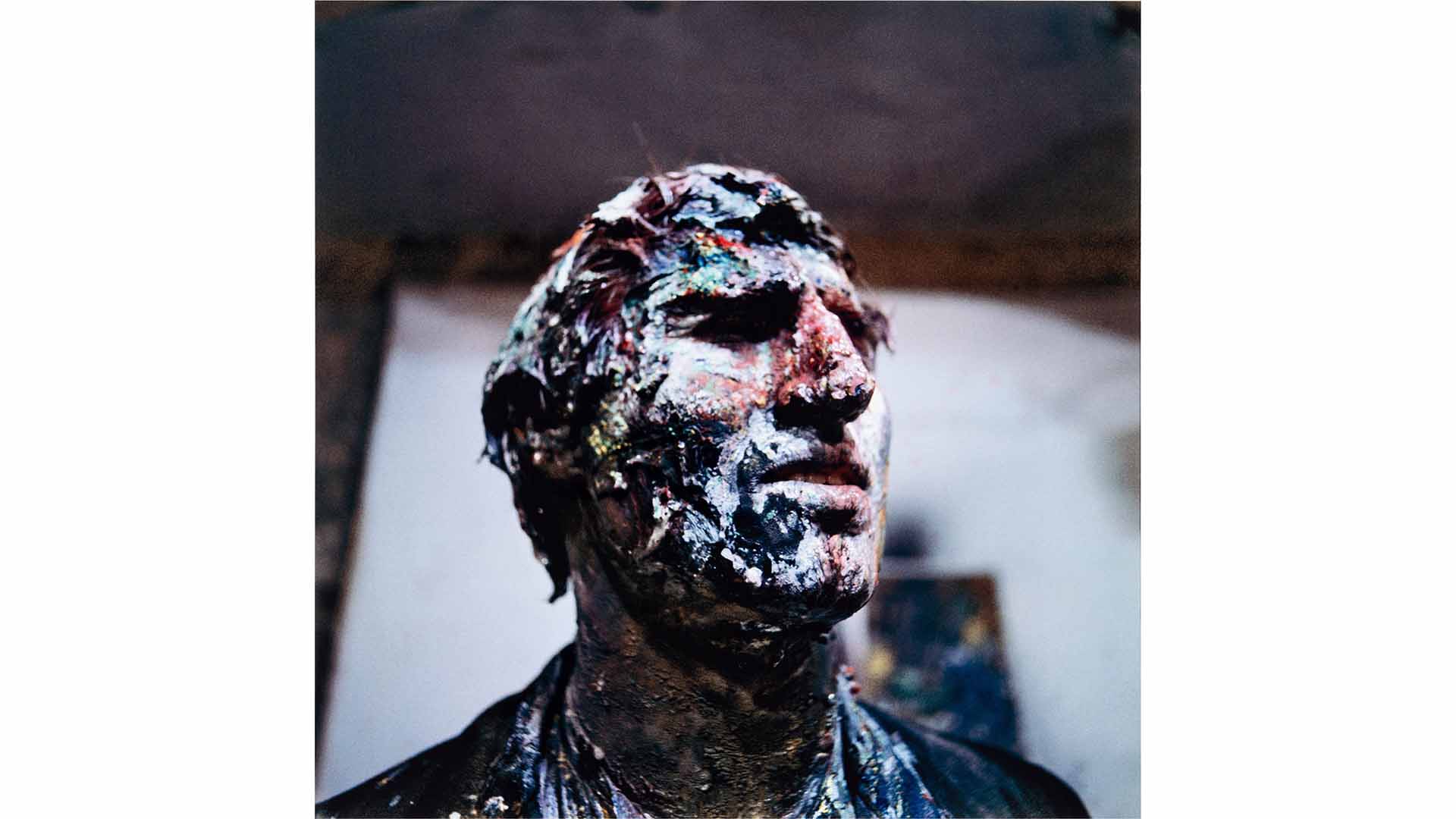Otto Muehl, Material Action No. 25, Washbasin (Head of John), 1966, Color photograph, Ph. Konzett Collection,Vienna, Photo: Simon Veres, © Bildrecht, Vienna 2026